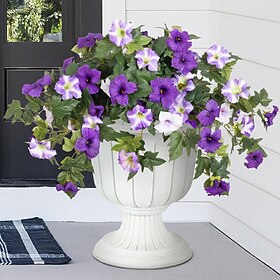 2 Pcs Artificial Fake Flowers Plants for Outdoor Decoration, Faux Petunias Silk Flower UV Resistant No Fade for Home Outside Garden Balcony Yard Porch Realisti
