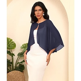 Scialle Donna Scialli della Madre Scialli della Sposa Scialli dell'Ospite di Nozze Mantella Elegante Signore Formale Senza Maniche Chiffon Stole da ma