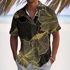 Stand Out in Style: Men's Vibrant Hawaiian Tropical Print Button-Up Shirt