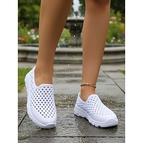 Women's White EVA Garden Clogs with Ventilation Holes – Waterproof Lightweight Slip-On Shoes with Non-Slip Sole for Gardening, Beach, Pool and Outdoor Use