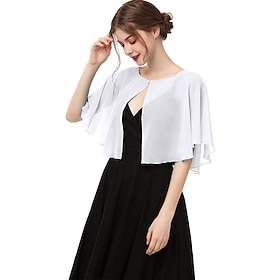 Shrug Mother's Wraps Bridal's Wraps Wedding Guest 's Wraps Cape Elegant Ladies Formal Style Sleeveless Chiffon Wedding Wraps With Pure Color For Daily Summer