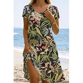 Women's Mini Dress Sundress T Shirt Dress Tee Dress A Line Dress Vacation Casual Outdoor Beach Going out Regular Fit Floral Graphic Tropical Short Sleeve Crewn