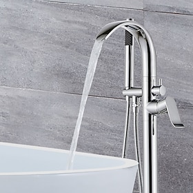 Rubinetto per Vasca - Moderno Contemporaneo Galvanizzato Montato a pavimento Valvola in Ceramica Bath Shower Mixer Taps