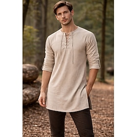 Medievale Rinascimento Camicia Tunica Lunghe Pirata Vichingo Costume Per uomo Vichingo Costumi da pirata Halloween Carnevale Performance LARP Fiera Ri