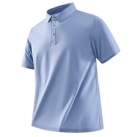 Men's Polo Shirts Casual Street Lapel Short Sleeve Basic Modern Plain Buttons Cooling Summer Spring Regular Fit Black Navy Blue Khaki Light Blue Polo Shirts