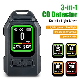 Rilevatore di gas quattro in uno, allarme per la concentrazione di ossigeno e anidride carbonica nell'aria esterna, rilevatore di temperatura e umidit