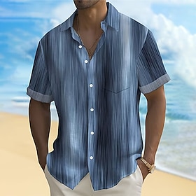 Men's Geometric Gradient Color Abstract Art Shirt Summer Shirt Button Up Shirt Short Sleeve Fashion Casual Outdoor Vacation Dailywear Summer Spring Turndown 3D