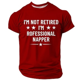 Men's I'm Not Retired I'm A Professional Napper Stars Funny Humorous Sarcastic Red T Shirt Graphic Regular Fit Retirement Gift Casual Lounging Designer Clothin
