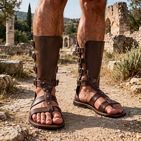 Retrò Vintage Medievale Rinascimento Sandali Cavaliere Gladiatore Ranger Costume Per uomo Celtico Costumi da pirata Halloween Carnevale Fiera Rinascim