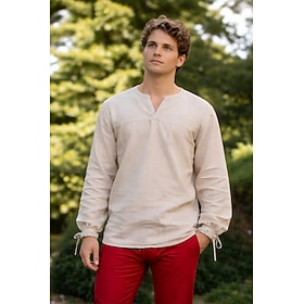 Medievale Rinascimento Camicia Lunghe Pirata Vichingo Costume Per uomo Vichingo Costumi da pirata Halloween Carnevale Performance LARP Fiera Rinascime