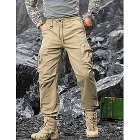Men's Cargo Pants Joggers Trousers Tactical Pants Work Pants Drawstring Multi Pocket Flap Pocket Solid Color Windproof Comfort Full Length Daily Outdoor Holida