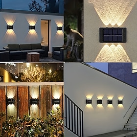 8 pezzi 2 W Lampade da Parete per Esterni Luci solari a LED A energia solare Impermeabile Decorativo Luce Calda Bianco 3.7 V Illuminazione Esterna Cor