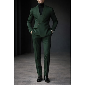 Men's Tuxedos Suits Party Wedding Black Royal Blue Spring, Fall, Winter, Summer Suit Shawl Lapel Fashion Business Solid Colored Standard Fit 2 Piece Single Bre