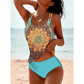 Per donna Costumi da bagno Tankini Due pezzi Birichino Costume da bagno Controllo della Pancia Vita alta Snello Senza schiena Vacanza Abbigliamento da Spiaggia