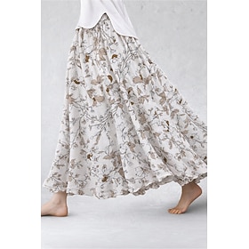 Women's Vacation Skirt Elegant Fashion Casual Maxi High Waist Skirts Floral Graphic Pocket Print Inelastic Micro-elastic Daily Vacation Blue Pink Green Khaki S