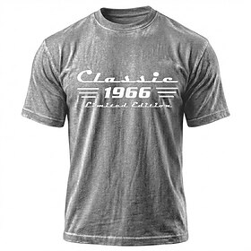 Men's 60th Birthday T Shirt Mineral Washing Tee Short Sleeve T shirt Acid Wash Crew Neck Shirt Vintage Retro Casual Daily Birthday Blue Purple Gray Summer Spri