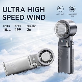 Ventilatore portatile con piastra di raffreddamento, 9000 mAh, display digitale, 100 velocità regolabili, mini ventilatore pieghevole con cordino, ven