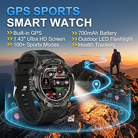 Smartwatch AMOLED da 1,43 per uomo e donna, chiamate Bluetooth, batteria da 700 mAh, impermeabile fino a 3 ATM, orologio fitness.