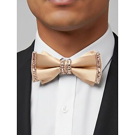 Men's Polyester Bow Tie – Multi-Color Options, Rhinestone Embellishment, Adjustable Size, Perfect for Weddings and Parties
