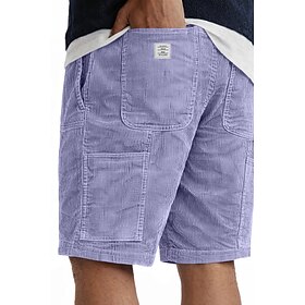 Men's Shorts Casual Shorts Corduroy Shorts Pocket Elastic Waist Solid Color Plain Comfort Breathable Above Knee Casual Outdoor Beach Vacation Fashion Navy Blue