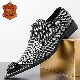 Men's Fashion Wedding Leather Italian Full-Grain Cowhide Comfortable Slip Resistant Lace-up Black Spring Fall All Seasons