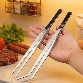 2PCS Stainless Steel Cooking Tongs, Barbecue Tongs, Food Clips, Suitable for Salad, Vegetables, and Meat, High-Quality Stainless Steel, Durable and Easy to Cle