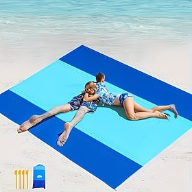 Telo da spiaggia per esterni per 4-7 persone, extra large, leggero, resistente alla sabbia, ampio tappetino da picnic adatto per gite in spiaggia, cam