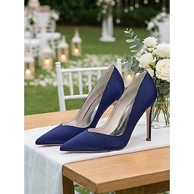 Women's Navy Blue Stiletto Pumps, Elegant Mother of the Bride Heels for City Wedding, Pointed Toe Classic Dress Shoes for Formal Events  Evening Wear