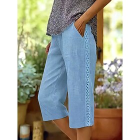 Per donna Culotte Gamba Larga Chinos Streetwear Casual Lunghezza al ginocchio Vita media Tinta unica Tasca Comodo Traspirante Inelastico Quotidiano Al
