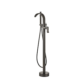 Rubinetto per Vasca - Minimalista Nichel spazzolato Montato a pavimento Valvola in Ceramica Bath Shower Mixer Taps