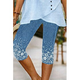 Women's Capri Pants Chinos Leggings Vacation Vintage Streetwear Calf-Length High Waist Floral Graphic Printing Comfort Soft Comfortable Stretchy Daily Outdoor