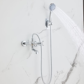 Rubinetto per Vasca - Minimalista Cromo Installazione a Parete Valvola in Ottone Bath Shower Mixer Taps