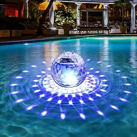 1 Pack Solar Floating Pool Lights, RGB Color Changing Solar Pool Lights IP68 Waterproof, Hangable LED Pool Light for Inground  Above Ground Pools, Outdoor Gard