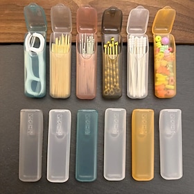 4/6 pcs Portable Storage Boxes(Random Color),Small Parts Organizer Travel Toothpick, Dental Floss, Pill, and Jewelry Storage Compartments,Cotton Swab Needle Ca