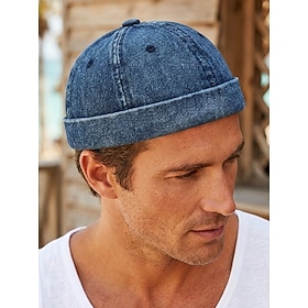 Men's Vintage Distressed Denim Cap, Multi-Color, Adjustable Fit, Retro Style, Perfect for Outdoor Travel, Casual Everyday Wear, Summer and Leisure Activitie