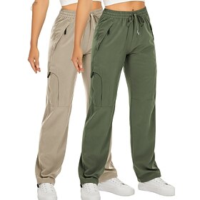 Women's Cargo Pants Chinos Streetwear Casual Full Length Medium Waist Plain Drawstring Pocket Comfortable Breathable Inelastic Daily Outdoor Vacation Blue Ligh