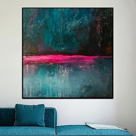Handmade Oil Painting Canvas Wall Art Decoration Modern Minimalist Abstract Vintage Green for Home Decor Stretched Frame Hanging/Rolled Frameless Unstretched P