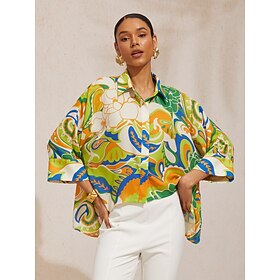 Boho Paisley Flowy Chiffon Short Shirt: retailer-supplied image