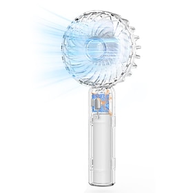 Mini ventilatore portatile, design trasparente, piccolo ventilatore regolabile ricaricabile tramite USB, 3 velocità, potente ventilatore per bambini, 