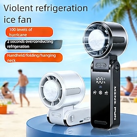 Ventilatore portatile a mano con 5 velocità, mini ventilatore personale ricaricabile, ventilatore da tavolo USB con manico pieghevole, design silenzio