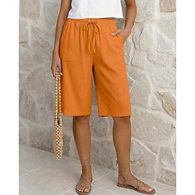 Per donna Bermuda Chinos Shorts Pantaloncini Estivi Vacanza Moda Essenziale Lunghezza al ginocchio Vita Alta Semplice Coulisse Comodità Leggero Morbid