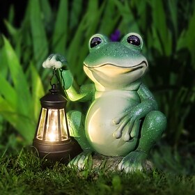 Outdoor Solar Waterproof Realistic Frog Lantern Resin Statue, Decorative LED Lamp for Garden, Yard, Lawn, Pathway, Patio, Villa โ Summer Ambient Landscape Lig