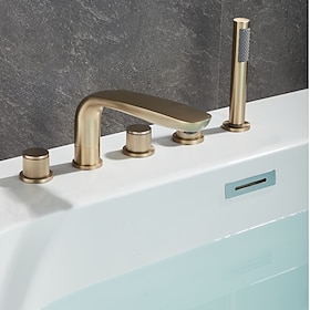 Rubinetto per Vasca - Contemporaneo Cromo Autoportante Valvola in Ottone Bath Shower Mixer Taps