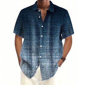Men's Gradient Color Abstract Art Shirt Summer Shirt Button Up Shirt Short Sleeve Fashion Casual Outdoor Vacation Dailywear Summer Spring Turndown 3D Print Col