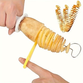 6PCS Tornado Potato Slicers Set, Multifunctional Handheld Spiral Potato Cutter for BBQ, Barbecue Kitchen Use, Food-Safe Plastic Potato Twister Tool Set