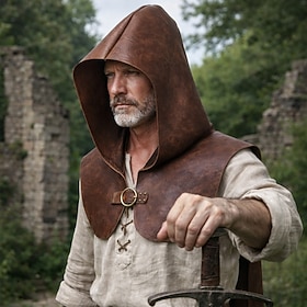 Retrò Vintage Medievale Rinascimento Mantello Guerriero Cavaliere Ranger Costume Unisex Halloween Carnevale Fiera Rinascimentale Festa a tema retrò Ad