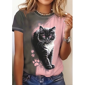 Women's T Shirt Print Graphic Animal Leopard Vintage Stylish Classic Short Sleeve Crew Neck Round Neck Regular Tops Daily Weekend White Dusty Rose Khaki Summer