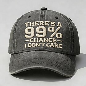 There's A 99% Chance I Don't Care Embroidery Baseball Cap for Men and Women, Vintage Washed Distressed Cotton Hat, Adjustable Dad Hat, Casual Outdoor Sports Ca