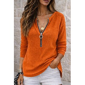 Women's Shirt Waffle Shirt Popover Shirt Casual Shirt Patchwork Solid Color Plain Vacation Vintage Fashion Long Sleeve V Neck Regular Tops Streetwear Beach Hol