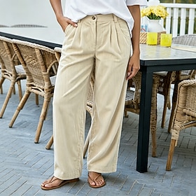Women's Trousers Corduroy Pants Casual Pants Vacation Fashion Casual Daily Full Length High Waist Solid Color Plain Pocket Comfort Soft Breathable Inelastic Da